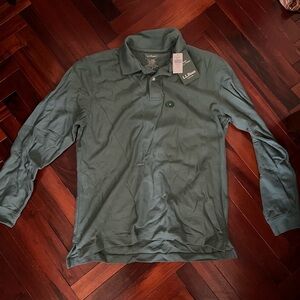 NWT L.L. Bean Men's Teal Long Sleeve Polo